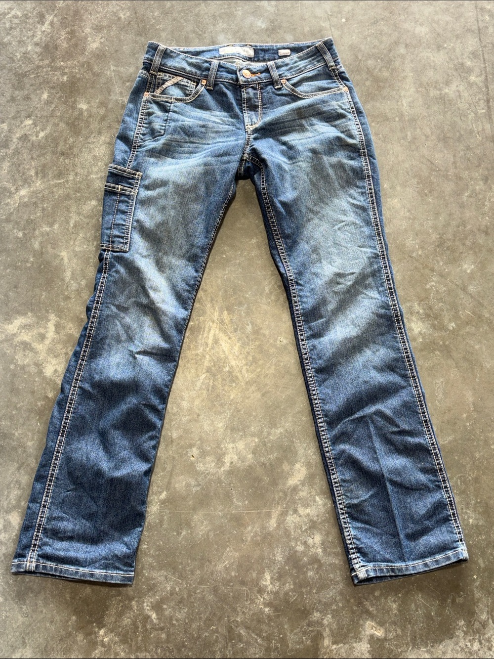 Ariat Rebar Women’s Mid Rise Straight Cotton Denim Blend Medium Wash Size 28R